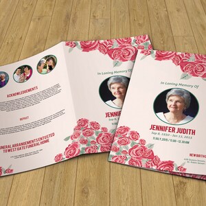Floral Funeral Program Template | Printable Obituary template | Photoshop and MS Word Template | Instant Download--Fp-030