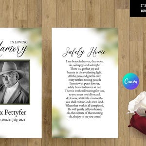 Szablon kwiatowej karty z modlitwą pogrzebową: 3x5 cali, do druku (pobranie cyfrowe)
