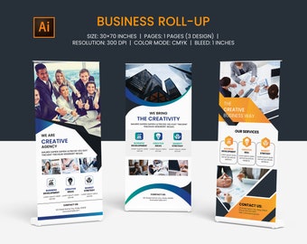 Business Roll-Up Banner | Corporate Rollup Banner | Illustrator Template