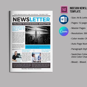 Business Newsletter Template | Corporate Newsletter Design | Canva,  InDesign & MS Word Template |  |  Instant download