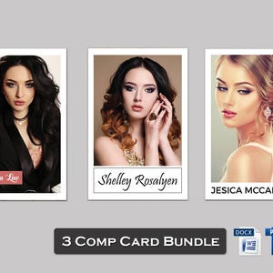 Bundel met 3 comp-kaarten voor modellen: Fashion Agency Zed Card (directe download)