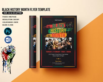 Black History Month Party Invitation Flyer, Black history Event Flyer Template | Photoshop and Ms Word Template