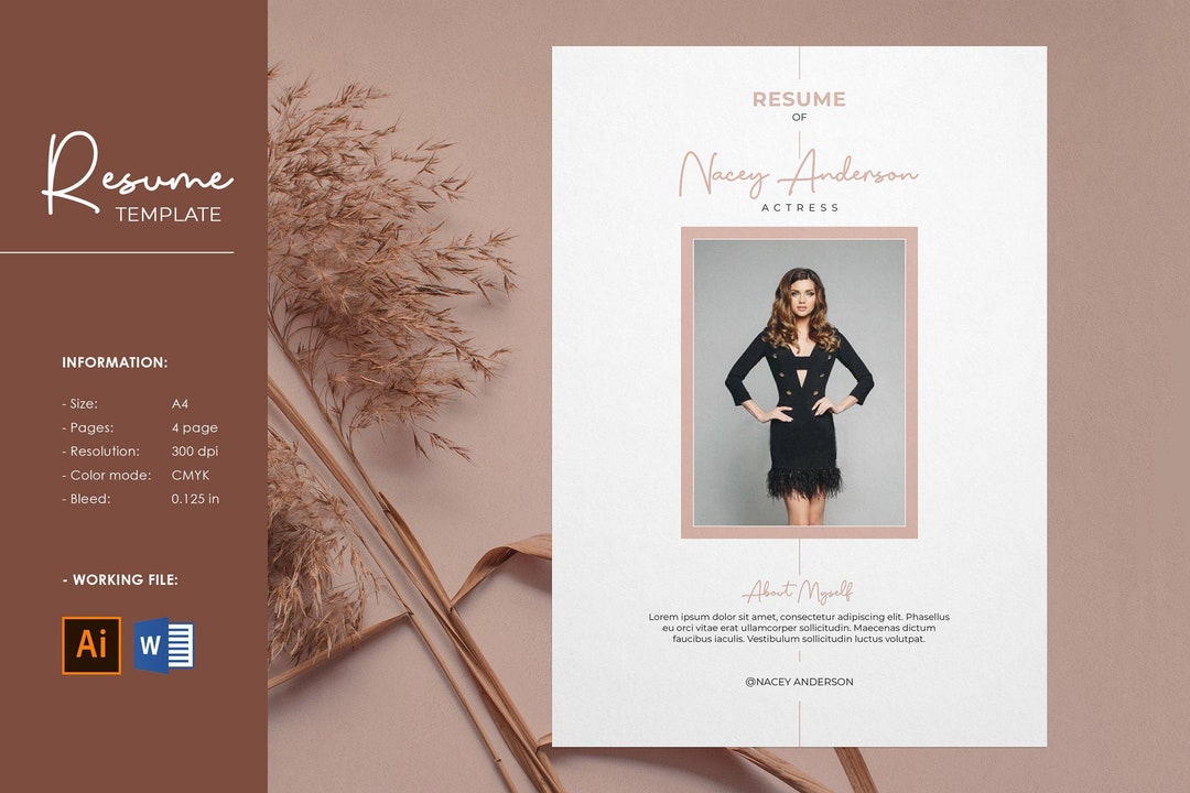 Actor Actress Resume Template , Actress Cv , Ms Word & Illustrator