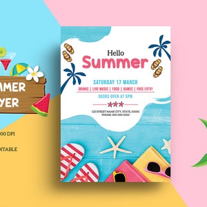 Summer Party Flyer | Summer Event Flyer, Summer Festival Flyer Template |  Photoshop & MS Word Template | Instant Download