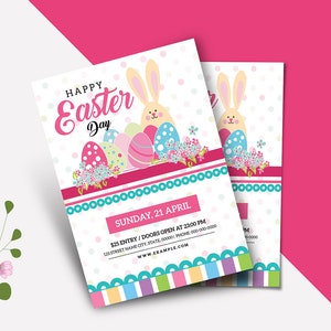 Printable Easter Party Flyer Easter Egg Hunt Invitation Template Canva, Photoshop & MS Word Template, Instant Download image 4