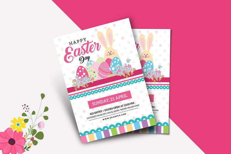 Printable Easter Party Flyer Easter Egg Hunt Invitation Template Canva, Photoshop & MS Word Template, Instant Download image 4