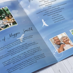 Printable Funeral Program Template Blue Sky Obituary Template Ms Word & Photoshop template Instant Download Fp-539 image 5