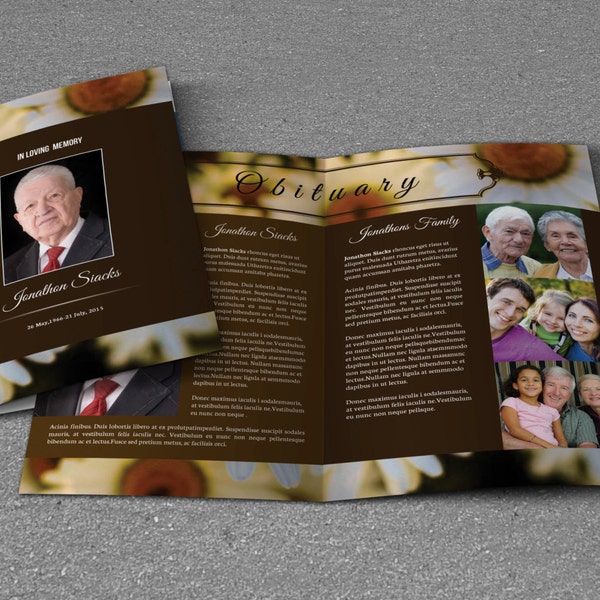 Printable Funeral Program Template | Memorial Program Template | Photoshop, Mac Page & MS Word Template | Instant Download | T-231