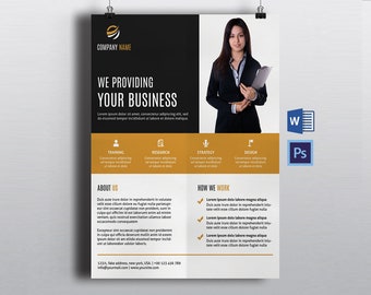 Minimal Corporate Flyer Template |  Creative Business Flyer Template | Photoshop & Ms Word Template, Instant Download