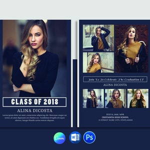 Custom Graduation Announcement Template: Photo Collage (Ms Word, Photoshop, Canva)