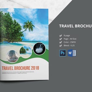 Travel Agency Brochure Template: Itinerary Magazine (Photoshop & Ms Word) (Instant Download)