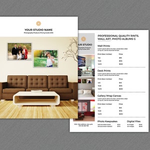 Price List Template | Pricing Guide | Photography Products Pricing Flyer | Instant Download