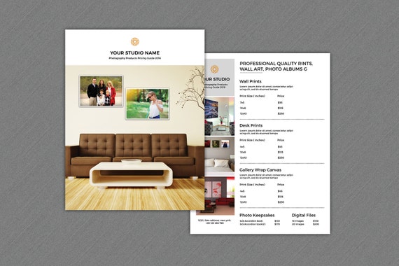 Price List Template Pricing Guide Photography Products Pricing Flyer Instant Download