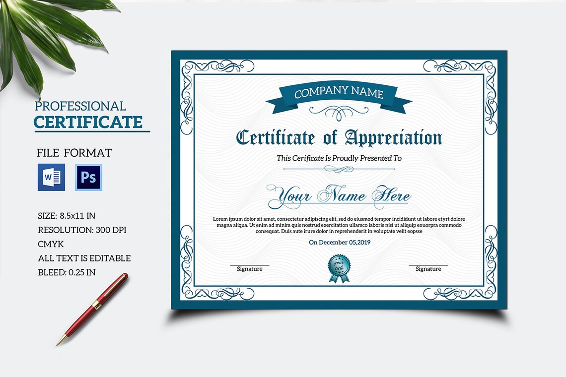 Printable Certificate Template Multipurpose Certificate - Etsy