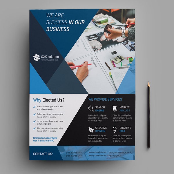 Corporate Flyer Template |  Business Flyer Template | Ms Word and  Photoshop Template, Instant Download