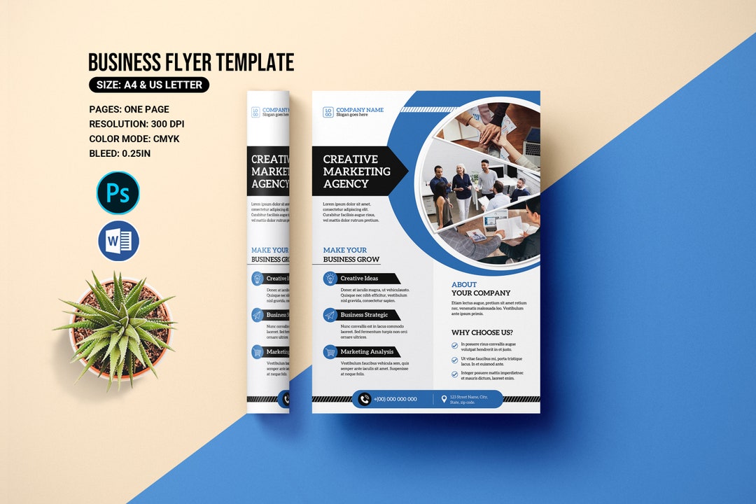 Editable Corporate Flyer Template: Minimalist Design (ms Word ...