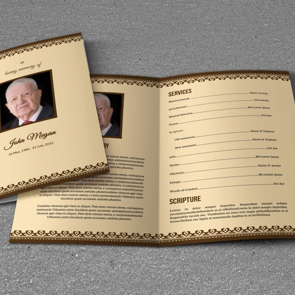 Memorial Funeral Program Template | Obituary Program Template | Photoshop, Mac Page & MS Word Template | Instant Download | T-254