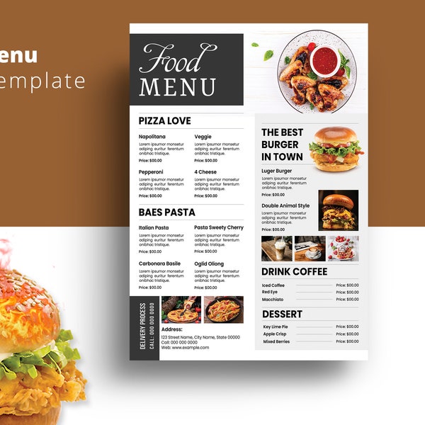 Printable Fast Food Menu Template - Etsy