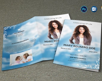 Funeral Program Template | Memorial Program Template | Photoshop, MS Word and Mac Page Template | Fp-003