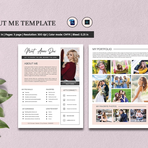 About Me Template Etsy