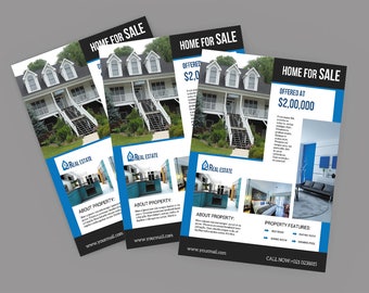 Printable Real Estate Flyer Template , Relator Open House Flyer | Ms Word and Photoshop Template | Instate Download