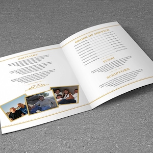 Funeral Program Template White and Gold Obituary Template Etsy Funeral Program Template White and Gold Obituary Template Etsy