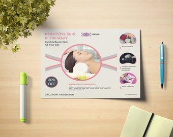 Beauty Care Salon Flyer Template |  Spa Flyer, Massage Therapy Flyer, Hair Salon Flyer Photoshop Template | Instant Download