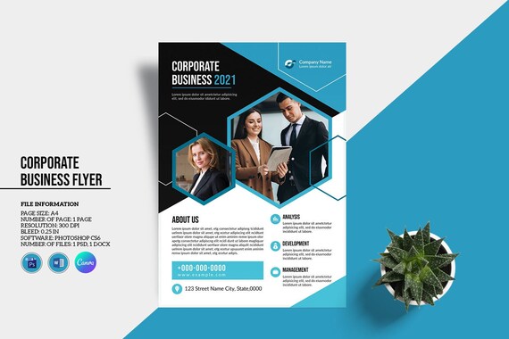 Printable Business Flyer Clean Corporate Flyer Template Canva, Ms.