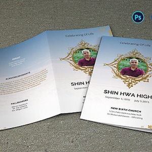 Printable Funeral Program Template Word  , Obituary Template  Instant Download - Photoshop, MS Word and Mac Page Template--Fp-005