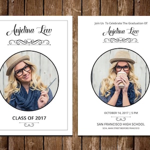 Senior Graduation Announcement Template: Photo Invitation (PSD, Ms Word, Instant Download)