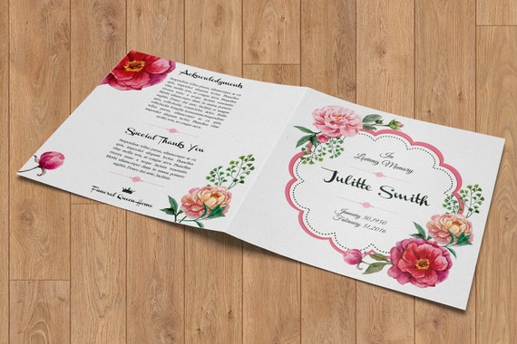 square program template Make this square wedding program design with ribbon | lci paper.