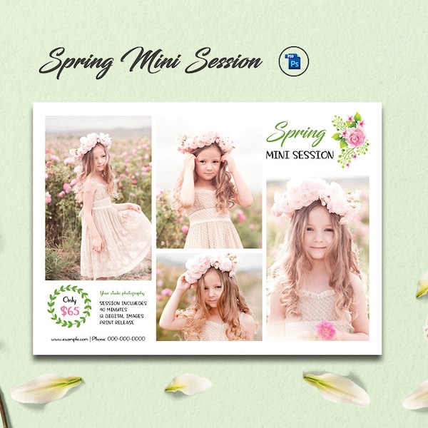 Spring Mini Session Template | Spring Photography Marketing Board | Photoshop & Elements Template