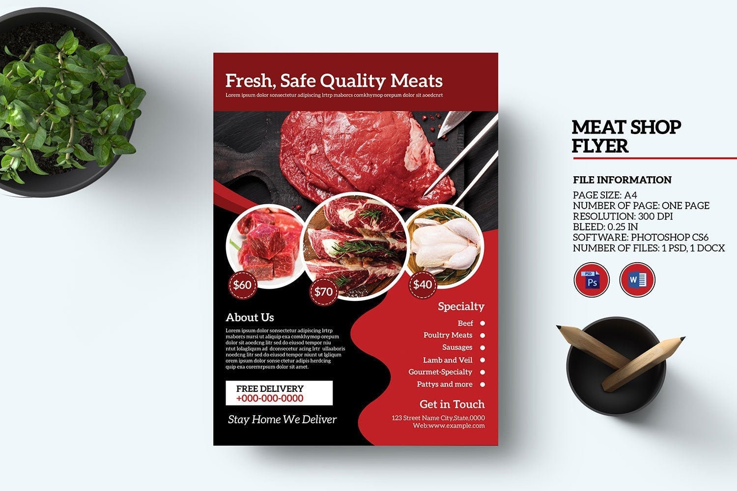 Meat Shop Flyer Template Butcher Shop Flyer MS Word & Etsy UK