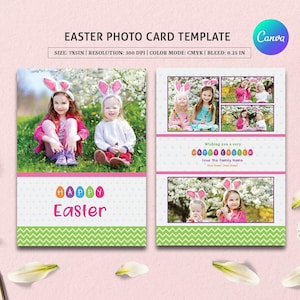 Ostern Karte Vorlage | Frohe Ostern Foto-Grußkarte | Frau Word, Photoshop und Canva Vorlage | Sofort Download