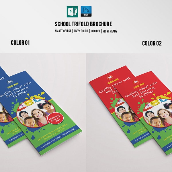 Trifold Brochure For School | School prospectus | Photoshop  and Ms Publisher Template, Instant download