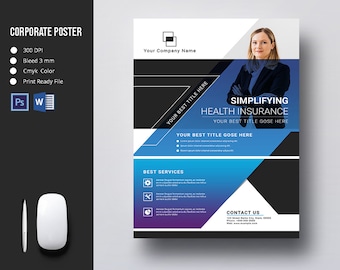 Printable Business Flyer |  Corporate Flyer Poster Template |  Ms Word and Photoshop Template, Instant Download