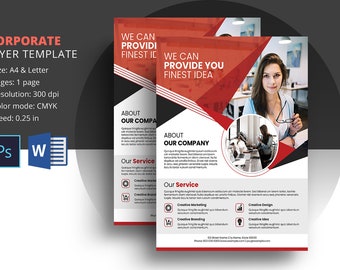 Printable Business Flyer |  Corporate Flyer Template |  Ms Word and Photoshop Template, Instant Download
