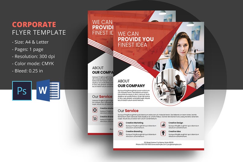 Printable Business Flyer Corporate Flyer Template Ms Word and Photoshop Template, Instant Download image 1