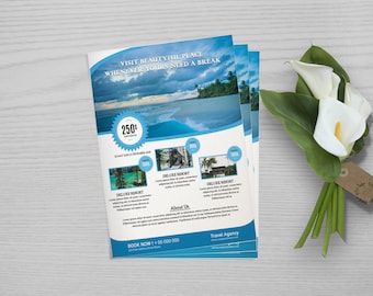 Promotion Flyer For Travel Agency  | Travel Flyer Template, Photoshop and Ms Word Template | Instant Download