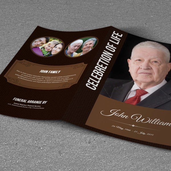 Printable Funeral Program Template | Memorial Program Template | Photoshop, Mac Page & MS Word Template | Instant Download | T-228