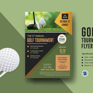 Printable Golf Tournament Flyer Golf Event Flyer Template Photoshop and Ms Word Template Instant download image 1