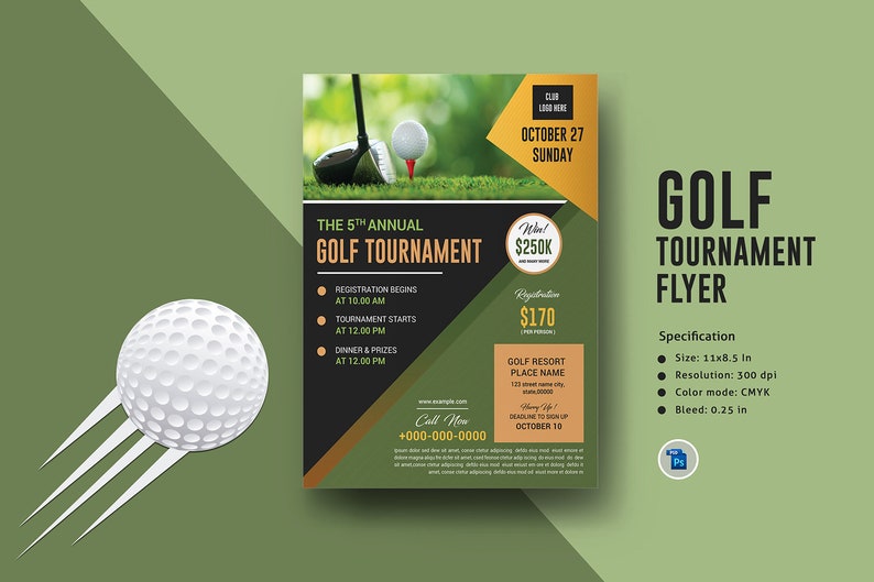 Printable Golf Tournament Flyer Golf Event Flyer Template Photoshop and Ms Word Template Instant download image 1