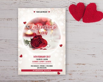 Valentines Party Flyer Template | Valentines Day Party invitation | Ms Word,  Photoshop & Elements Template | Instant Download