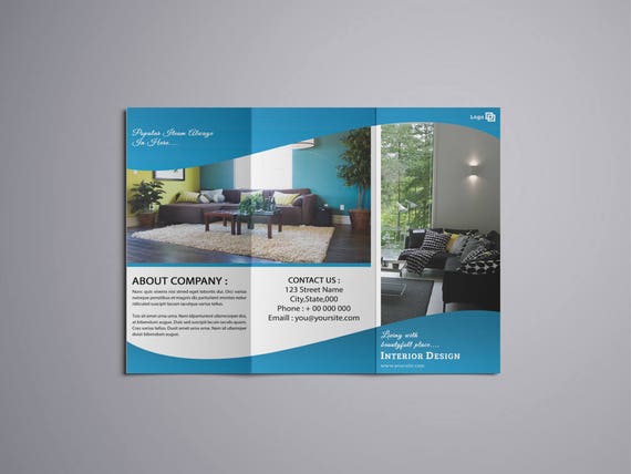 Trifold Interior Brochure Template Photoshop Template Instant Download