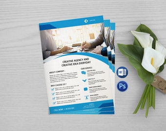 Web Design Flyer |  Multipurpose Corporate Flyer Template |   Ms Word and Photoshop Template, Instant Download