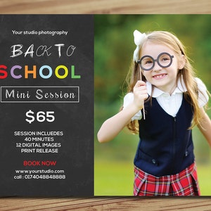 Back to School Mini Session  | Back to School Photography Marketing Board | Photoshop and Elements Template | Instant Download