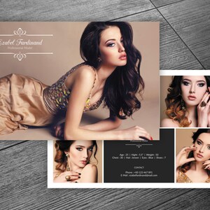 Modeling Comp Card Template | Fashion Model composite card | Photoshop, Elements & MS Word Template | Instant Download | mc-14
