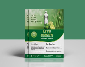 Green Product Flyer, Organic Product Promotional flyer Template  | Photoshop and MS Word Template  | Instant Download