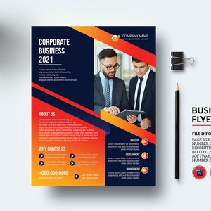 Corporate Business Flyer Template: Minimalist Design (PSD, Word, Canva)