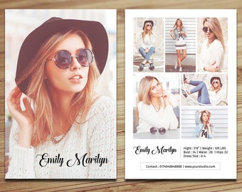 Szablon karty modelingowej | Karta modelki | Szablon Photoshop, Canva i MS Word | Natychmiastowe pobranie | mc-16